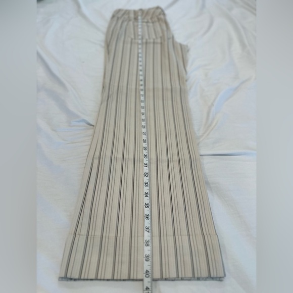 NWOT The Loft Marisa Sz: 8 Wide Leg Cream Vertical Striped Dress Pant w/tie Belt - Picture 5 of 13